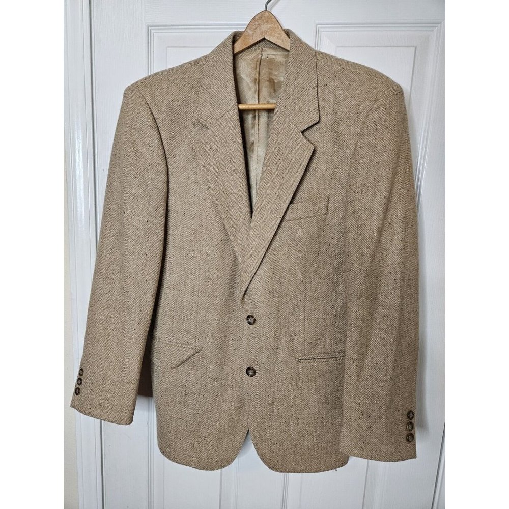 John Molloy Tan/Khaki DonegalTweed Mens 40 Pure New Wool Sport  Blazer Jacket